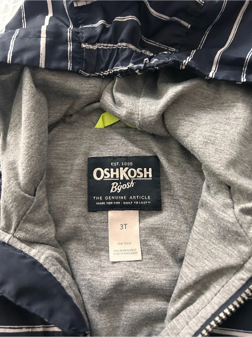 OshKosh B'gosh Navy and White Striped Jacket. Size 3T